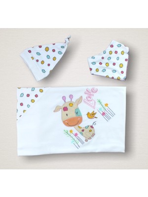 Love Zürafa Nakışlı %100 Cotton Antibakteriyel 10LU Zıbın Takımı Hastane Çıkışı