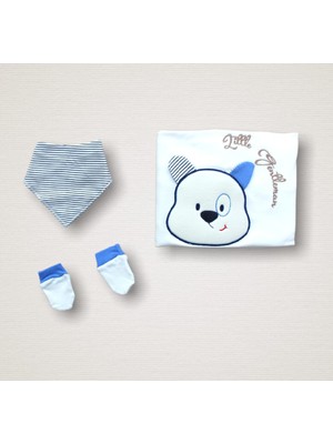 Minik Centilmen Ayı Nakışlı %100 Cotton Antibakteriyel 10LU Zıbın Takımı Hastane Çıkışı