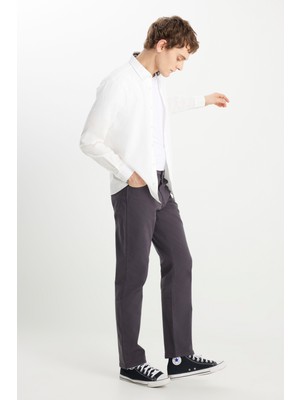 Texas Straight Fit Düz Kesim Normal Bel Soluk Siyah Pamuklu Esnek Pantolon