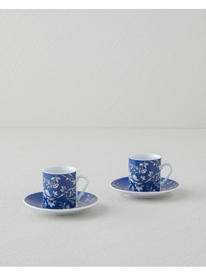 English Home Viva Porselen 4 Parça 2 Kişilik Kahve Fincan Takımı 80 ml Lacivert
