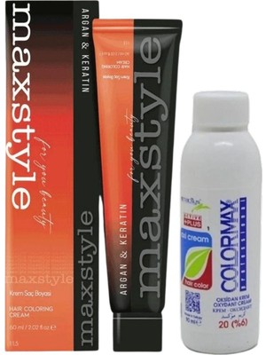 Maxstyle SPS623 Argan ve Keratin 2025/01 Siyah 60 ml 1 Adet Saç Boyası + 1 Adet 90 ml Oksidan