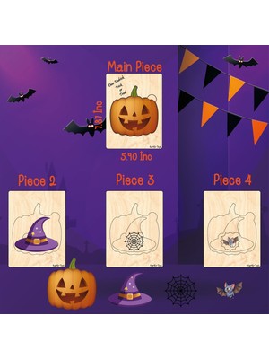 Karter İnovasyon Ahşap Halloween Hediyelik, Ahşap Cadılar Bayramı Süsü, Kişiye Özel Süs, Cadılar Bayramı