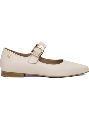 Venüs 2511501Y Kadın Hakiki Deri Tokalı Casual Ayakkabı Bej