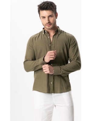 Eliş Şile Bezi Ada Şile Bezi Uzun Kol Yazlık Erkek Gömlek Kırmızı 3051