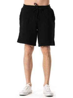 Eliş Şile Bezi Beli Lastikli Multi Diz Üstü Müslin Erkek Yazlık Şort Gri Gri