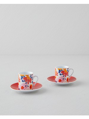 English Home Fabele Porselen 4 Parça 2 Kişilik Kahve Fincan Takımı 80 ml Renkli