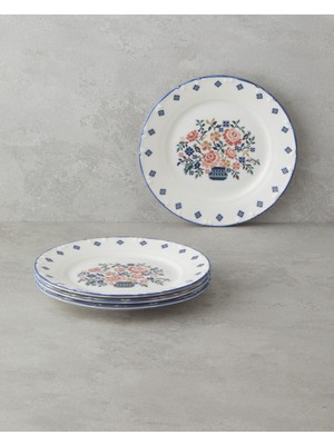 English Home Pixel Porselen 4'lü Pasta Seti 19 cm Renkli