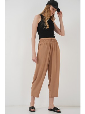 6591 Dokuma Şalvar Pantolon - Camel