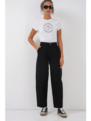 6703 Yüksek Bel Kot Pantolon - Siyah