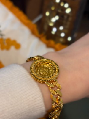 Polo Steel Saray Işıltısı Çeyrek Yuvalı Altın Kaplama Bileklik