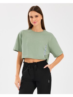 Skechers W Crop Fit Graphic Tee T-Shirt Kadın Mavi Tshirt S2510145-306