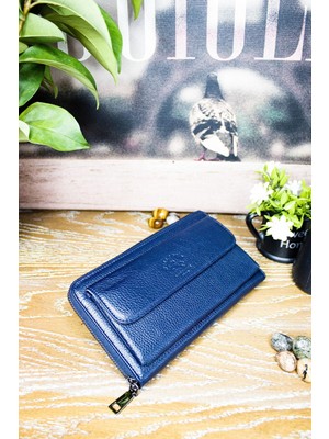 Willpolo Deri Telefon Bölmeli Lacivert Lüx El Çantası Portföy Cüzdan