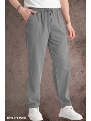 Yazlık Keten Pantolon Ham Bez Eşofman Beli Lastikli Unisex Rahat Kalıp Hambez Büyük Beden Alt Eşofman %100 Pamuk