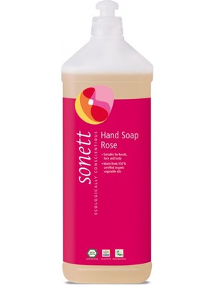 Sonett Gül Özlü Biyolojik Olarak Parçalanabilir Sıvı El Sabunu 1000 ml Tüm Ciltler İçin