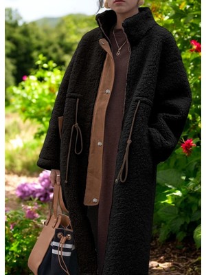 Kışlık Şık Fermuarlı Peluş Ceket