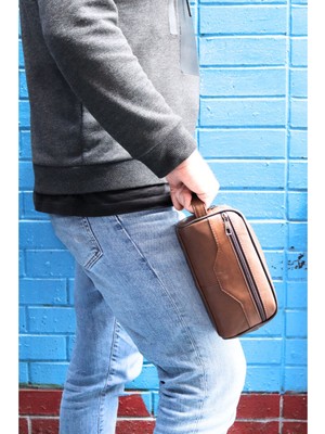 Willpolo Deri Taba Renk Traşlık El Çantası Portföy Çanta Seyahat Çanta