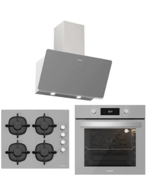 Silverline BO6504S01 - CS5343S01 - 3457 Soho 60 Gri Cam Ankastre Set