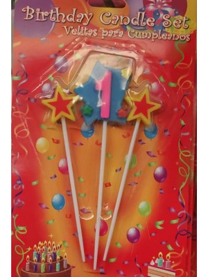 Doğum Günü Mumu 1 Yaş Yıldızlı