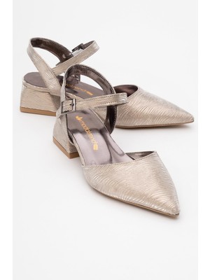 Ccway Kadın Topuklu Ayakkabı Light Altın Dalgalı
