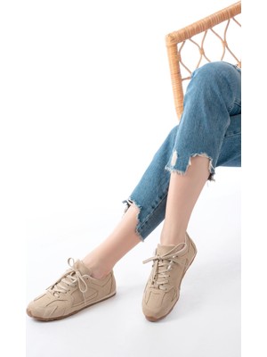 Ellolita Luxury Shoes Rs-01 Bej Süet Ince Taban Günlük Spor Ayakkabı
