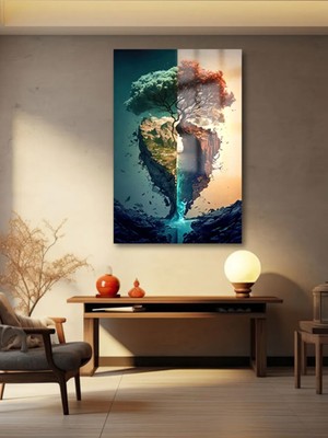 Taulart Yaşam Ağacı Tasarımı Kırılmaz Cam Tablo Ev Hediyesi Iş Yeri Hediyesi Cam Tablo