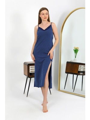 AkbenizAkbeniz Ip Askılı Uzun Yırtmaçlı Penye Gecelik 90130 LacivertHBCV00008EIYDK