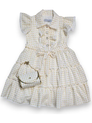 Çantalı Puantiyeli Kız Çocuk Elbise