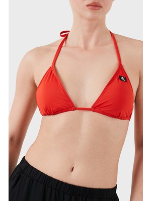 Calvin Klein Logolu Bağlamalı Üçgen Bikini Üstü KW0KW02343XM8 Bayan Bikini Üstü KW0KW02343 Xm8
