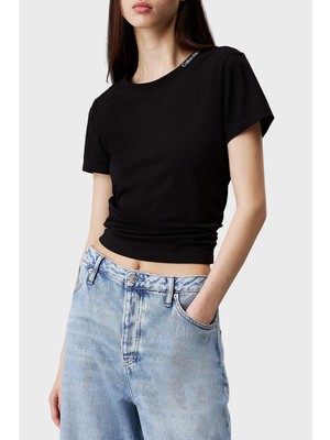 Calvin Klein  Pamuk Regular Fit Bisiklet Yaka T Shirt J20J225540BEH Bayan T Shirt J20J225540 Beh