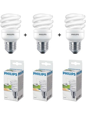 Philips 2700K (Sarı Işık) Enerji Tasarruflu Spiral Ampul (3 Adet)- 1881