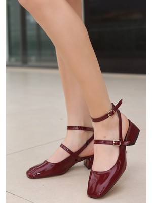 Ozn Ayakkabı Karmi Bordo Rugan Topuklu Ayakkabı