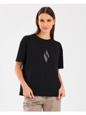Skechers W Graphic Tee Loose Fit T-Shirt Kadın Siyah Tshirt S2510311-001