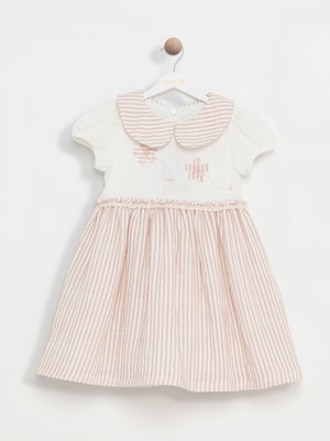 Bombili Kız Çocuk Elbise 1-3 Yaş Pudra