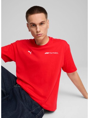 Puma 63012203 F1 Ess+ Graphic Tee -Relax Siyah Yuvarlak Yaka Regular Fit Düz Erkek T-Shirt