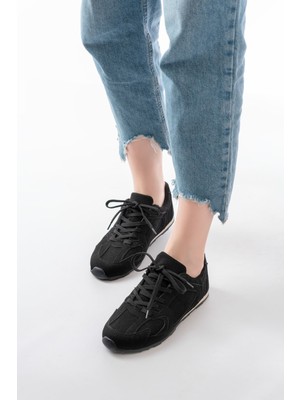 Ellolita Luxury Shoes Rs-01 Siyah Süet Ince Taban Günlük Spor Ayakkabı