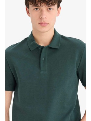 DeFacto Regular Fit Polo Yaka Dokulu Basic Düz Kısa Kollu Tişört B4939AX25SM