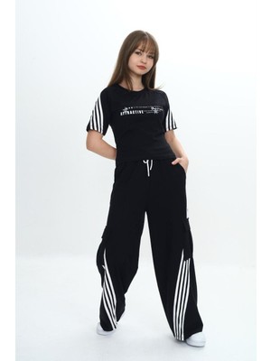 Kız Çocuk Ikili Eşofman Takım-Kargo Cepli Pantolon & Kısa Kollu Tişört – %100 PAMUK-AÜT-0034