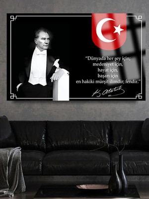 Taulart Atatürk Yatay Tablo Atatürk Bilim ve Eğitim Kırılmaz Lüks Cam Tablo Of Iş Yeri Hediyesi Cam Tablo
