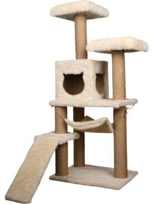 Reyo S-9 Kedi Tırmalama Kulesi Platformlu 124 cm Beyaz