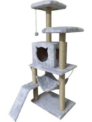 Reyo S9 Kedi Tırmalama Kulesi Platformlu 124 cm Gri