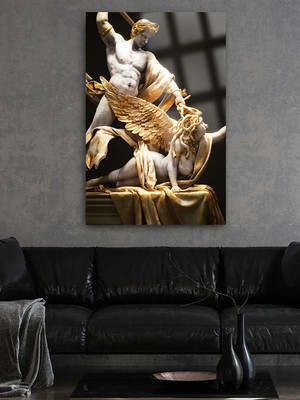 Taulart Medusa ve Perseus, Mitoloji Kırılmaz Lüks Cam Tablo Ultra Yüksek Çözünürlüklü Ev Hediyesi