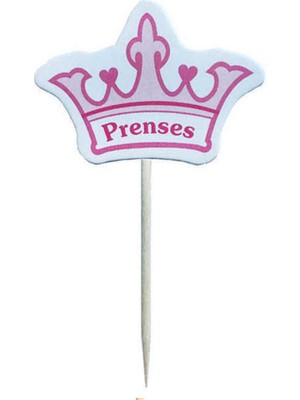 Prenses Taç Küürdan Cupcake Kürdanı Pembe 8cm 10'lu