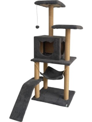 Reyo S9 Kedi Tırmalama Kulesi Platformlu 124 cm Antrasit