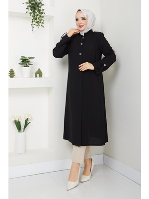 Günay Karaca Yazlık Kadın Tesettür Yarım Pardesü Ferace Kap Giyçık 4915K