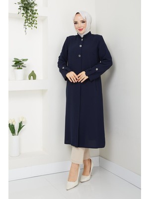 Günay Karaca Yazlık Kadın Tesettür Yarım Pardesü Ferace Kap Giyçık 4915K