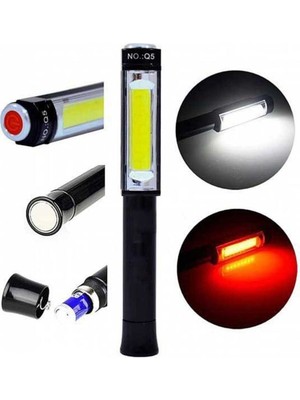 Q5 Pilli Mıknatıslı Cob LED Çalışma Tamir Kırmızı Işık El Feneri Pop