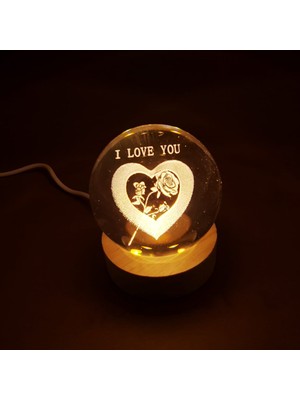 I Love You Işıklı Cam Küre Pop