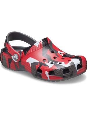 Crocs 211171 Classic Geo Camo Clog K Çocuk Terlik Erkek Çocuk İçin Konforlu Hafif Sabo Tasarımı