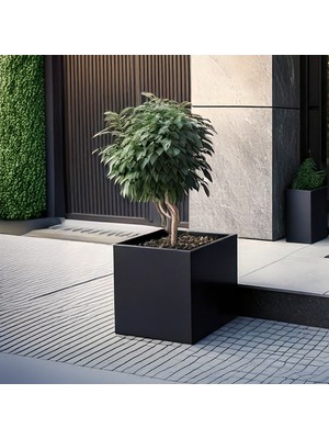 Terraguard Demonte Küp Metal Saksı - 53X53X53CM Paslanmaz