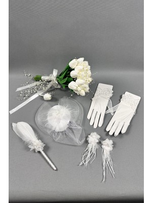 Gelin Buket Çiçeği ve Nikah Aksesuarı Seti